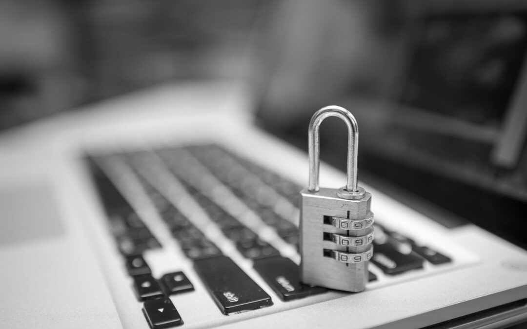 Padlock on top of a computer keyboard